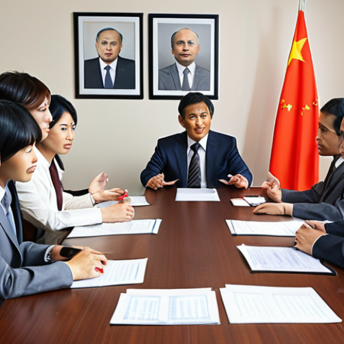Home 6 **
A diverse group of business people from different cultures (Japanese, Indian, Chinese, Russian) sitting around a conference table, negotiating a deal. Focus on non-verbal communication and overcoming language barriers. Include elements like interpreters, flags, and business documents.
**