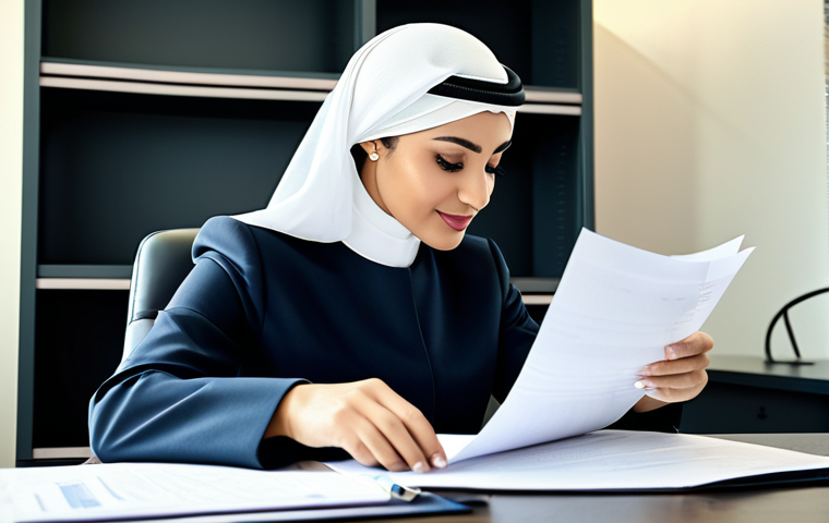 **

"A professional businesswoman, fully clothed in a modest, modern business suit (abaya-inspired design is welcome but not required), sitting at a desk in a bright, contemporary office in Dubai.  Subtle Islamic geometric patterns in the office décor.  She is reviewing documents with a confident expression. Safe for work, appropriate content, perfect anatomy, natural proportions, professional, family-friendly, high-quality rendering."

**