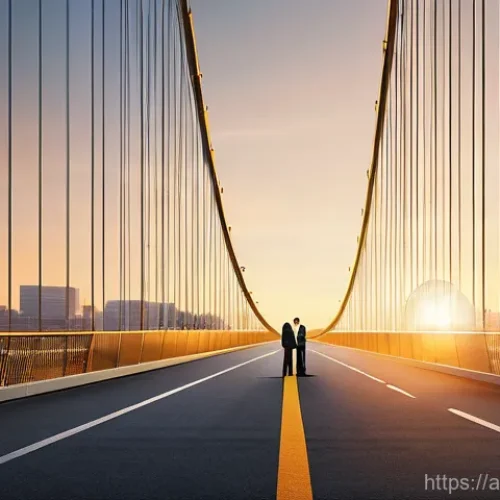 무역협상에서 신뢰 구축의 중요성 - **Prompt:** An inspiring image showcasing the concept of 'Trust as a Treasure' and a 'Bridge in Nego...