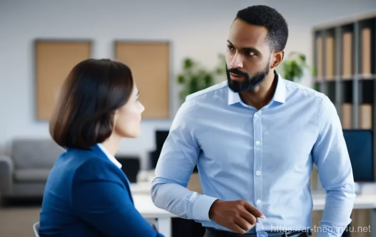 무역협상가의 필수 소프트 스킬 - **Prompt:** A diverse group of three business professionals, two men and one woman, are seated aroun...