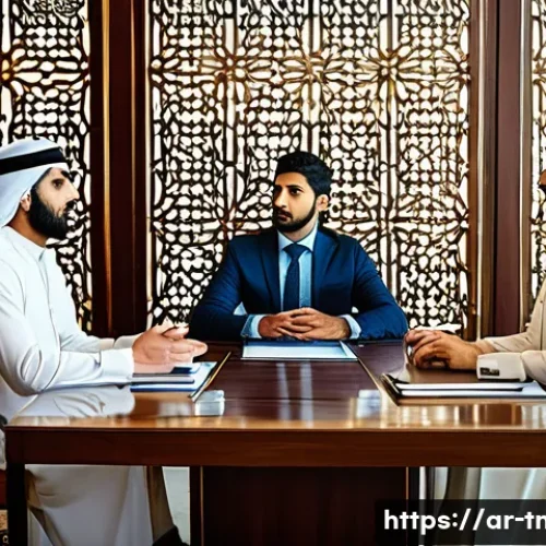 무역협상가로 성공하기 위한 필수 역량 - A professional Middle Eastern business negotiation scene set in a modern conference room with tradit...